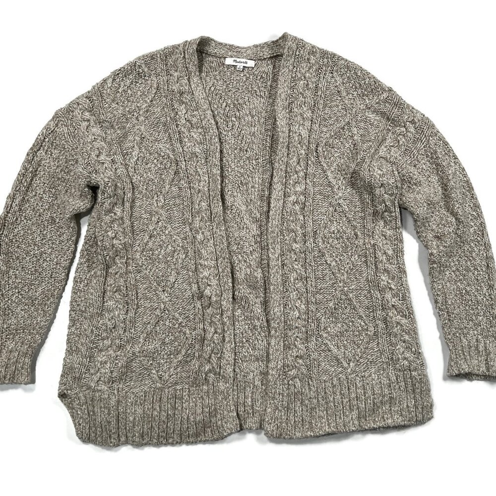 Madewell Cableknit Cardigan Sweater Womens Medium Open Marled Slouchy Alpaca